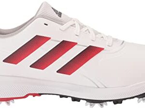 adidas Men's Traxion LITE MAX Wide Golf Shoes, Footwear White/Core Black/Vivid Red, 14