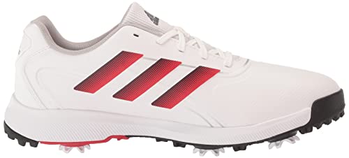 adidas Men's Traxion LITE MAX Wide Golf Shoes, Footwear White/Core Black/Vivid Red, 14