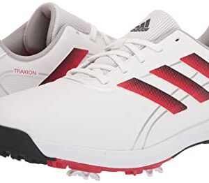 adidas Men's Traxion LITE MAX Wide Golf Shoes, Footwear White/Core Black/Vivid Red, 14