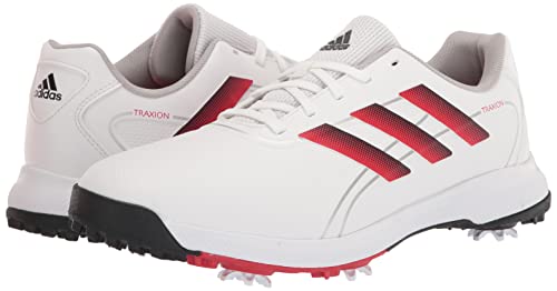 adidas Men's Traxion LITE MAX Wide Golf Shoes, Footwear White/Core Black/Vivid Red, 14