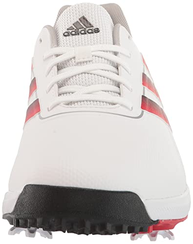 adidas Men's Traxion LITE MAX Wide Golf Shoes, Footwear White/Core Black/Vivid Red, 14