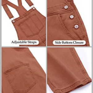 Women's Casual Adjustable Denim Bib Overalls Jeans Pants Fashion Loose Overall Jumpsuits Brown Size X-Large