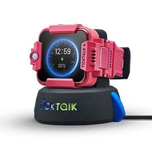 TickTalk 4 Kids Smartwatch with Power Base Bundle (Pink Watch on T-Mobile's Network)