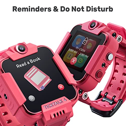 TickTalk 4 Kids Smartwatch with Power Base Bundle (Pink Watch on T-Mobile's Network)