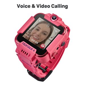 TickTalk 4 Kids Smartwatch with Power Base Bundle (Pink Watch on T-Mobile's Network)