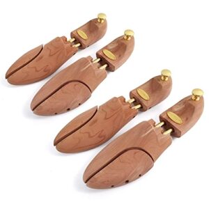 CONSDAN Cedar Shoe Trees For Men Women | USA Grown Cedar Wood, Adjustable Wood Shoe Tree, Crease Protector, Small, 2 Pairs