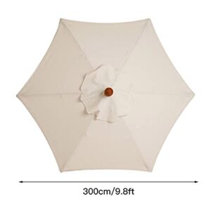 IUIBMI 10Ft Patio Umbrella Replacement Canopy 6 Ribs, Outdoor Umbrella Canopy with 6 Ribs Table Market Yard Umbrella Replacement Top Cover for Backyard Garden Beach (Canopy Only) Beige