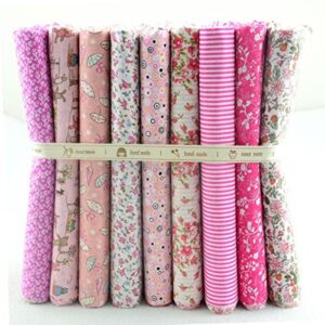 cotton fabric squares 9pcs, cotton print fabric with flower pattern, cotton fabric squares 9pcs, cotton print fabric with flower pattern, patchwork for diy sewing craft patterns, cotton fabric for quilting, floral series(20"x20",pink)