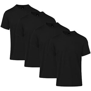 gildan adult softstyle cvc short sleeve t-shirt, style g67000, 4-pack, pitch black, large