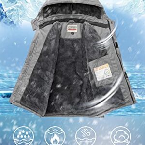 WULFUL Boy's Waterproof Ski Jacket Warm Fleece Hooded Windproof Winter Snow Coat