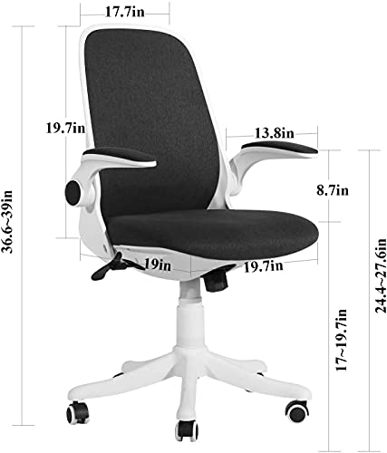 VECELO Black Desk Wheels/Armrests Modern Office Adjustable Home Computer Executive Chair Height Task/Work 360° Swivel 39" H