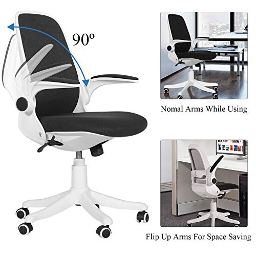 VECELO Black Desk Wheels/Armrests Modern Office Adjustable Home Computer Executive Chair Height Task/Work 360° Swivel 39" H