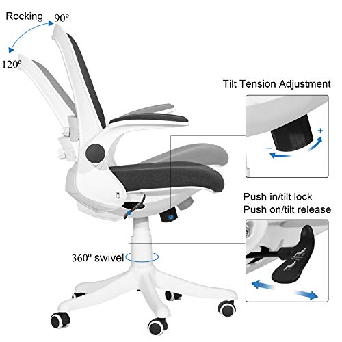 VECELO Black Desk Wheels/Armrests Modern Office Adjustable Home Computer Executive Chair Height Task/Work 360° Swivel 39" H