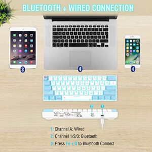 EDJO Bluetooth Mechanical Keyboard 60%, Wireless/Wired Red Switches Mechanical Gaming Keyboard with Backlit, Ultra-Compact 60 Percent Computer Keyboard for Windows, Mac OS