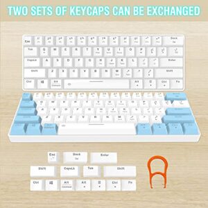 EDJO Bluetooth Mechanical Keyboard 60%, Wireless/Wired Red Switches Mechanical Gaming Keyboard with Backlit, Ultra-Compact 60 Percent Computer Keyboard for Windows, Mac OS