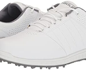 Skechers Men's Pivot Spikeless Golf Shoe, White/Gray, 10.5