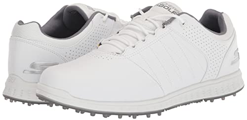 Skechers Men's Pivot Spikeless Golf Shoe, White/Gray, 10.5