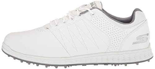 Skechers Men's Pivot Spikeless Golf Shoe, White/Gray, 10.5