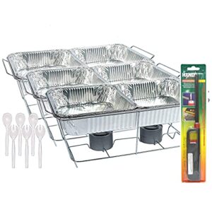 nicole fantini 25 pc disposable aluminum chafing dish buffet party set with handy lighter