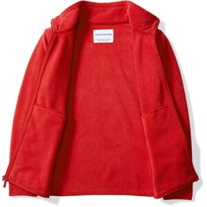 Amazon Essentials Boys' Polar Fleece Full-Zip Mock Jacket, Red, Medium