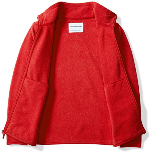 Amazon Essentials Boys' Polar Fleece Full-Zip Mock Jacket, Red, Medium