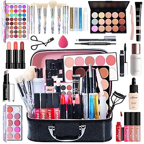 Joyeee All-in-One Makeup Gift Set Travel Makeup Kit Complete Starter Makeup Bundle Lipgloss Lipstick Concealer Blushes Powder Eyeshadow Palette Cosmetic Palette for Teen Girls & Adults #17