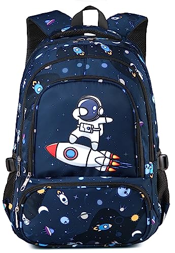 BLUEFAIRY Space Backpack for Boys Kids Elementary School Bags Middle School Primary School Bookbags Lightweight Sturdy Durable Spaceman Gifts Age 5-9 Mochilas Para Niño…