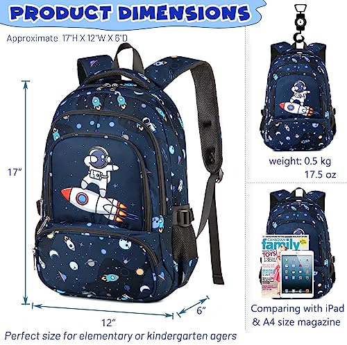 BLUEFAIRY Space Backpack for Boys Kids Elementary School Bags Middle School Primary School Bookbags Lightweight Sturdy Durable Spaceman Gifts Age 5-9 Mochilas Para Niño…