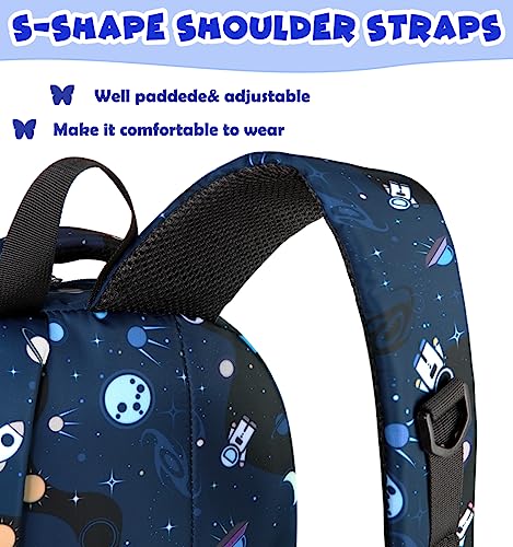 BLUEFAIRY Space Backpack for Boys Kids Elementary School Bags Middle School Primary School Bookbags Lightweight Sturdy Durable Spaceman Gifts Age 5-9 Mochilas Para Niño…