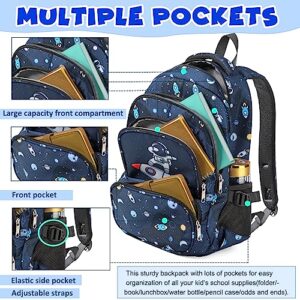 BLUEFAIRY Space Backpack for Boys Kids Elementary School Bags Middle School Primary School Bookbags Lightweight Sturdy Durable Spaceman Gifts Age 5-9 Mochilas Para Niño…