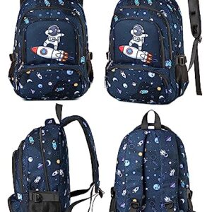 BLUEFAIRY Space Backpack for Boys Kids Elementary School Bags Middle School Primary School Bookbags Lightweight Sturdy Durable Spaceman Gifts Age 5-9 Mochilas Para Niño…