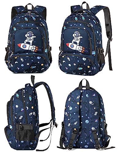 BLUEFAIRY Space Backpack for Boys Kids Elementary School Bags Middle School Primary School Bookbags Lightweight Sturdy Durable Spaceman Gifts Age 5-9 Mochilas Para Niño…