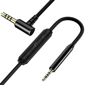 replacement for bose headphone cord, 2.5mm to 3.5mm audio cable for bose 700 qc25 qc35 qc35 ii oe2 ae2, jbl e45bt e55bt e65btnc, akg nylon braided wire with inline mic & volume control (1.5m, black)