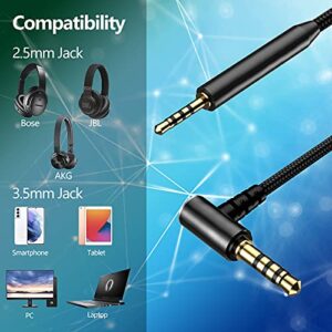 Replacement for Bose Headphone Cord, 2.5mm to 3.5mm Audio Cable for Bose 700 QC25 QC35 QC35 II OE2 AE2, JBL E45BT E55BT E65BTNC, AKG Nylon Braided Wire with Inline Mic & Volume Control (1.5m, Black)