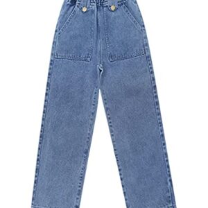 LittleXin Kids Girls' Casual Wide Leg Denim Pants Elastic Waist Jeans Age 4-14 Years(BE,8-9 Years)