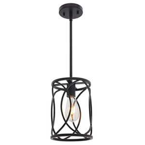 meluxem 1 light industrial pendant light modern black cage kitchen island chandelier hanging lighting fixture indoor metal mini ceiling lamp for dining room entryway