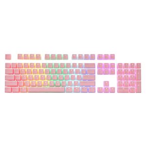 redragon a130 pink pudding keycaps, 104 keys standard doubleshot pbt keycap set w/translucent layer for mechanical keyboard, oem profile, english (us) ansi layout
