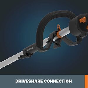 WORX WG186 40V Nitro Power Share Cordless Attachment-Capable Driveshare 15" String Trimmer with WA0221 40V Nitro Driveshare 10" Universal Brush Cutter Attachment