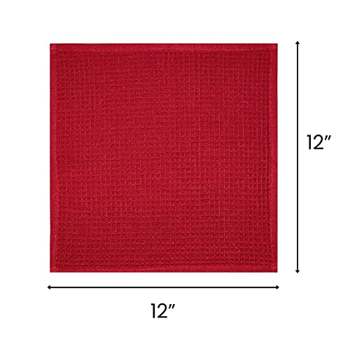 ORMYSA 100% Cotton Red Waffle Weave Dish Cloths for Washing Dishes - Pack of 8, 12"x12" Dishcloths for Kitchen, Fast-Absorbing, Quick-Dry, Super Soft Dish Rags