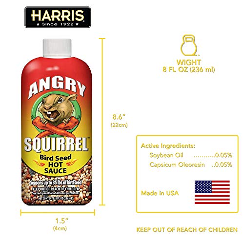 HARRIS Angry Squirrel Bird Seed Hot Sauce, 8oz, for Up to 35 Pounds of Bird Seed, 2-Pack