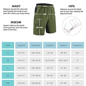 BALEAF Men's Mountain Bike Shorts Loose-fit Bicycle Shorts, Cycling 3D Padded Gel MTB Biking Lightweight SPF 50+ ArmyGreen Size XL