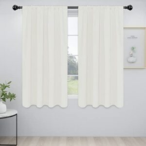 Easy-Going Rod Pocket Blackout Curtains for Bedroom, Room Darkening Window Curtains for Living Room, Thermal Insulated Noise Reduction Solid Window Drapes, 2 Panels(42x63 in, Ivory)