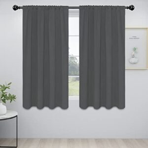 easy-going rod pocket blackout curtains for bedroom, room darkening window curtains for living room, thermal insulated noise reduction solid window drapes, 2 panels(42x63 in, gray)