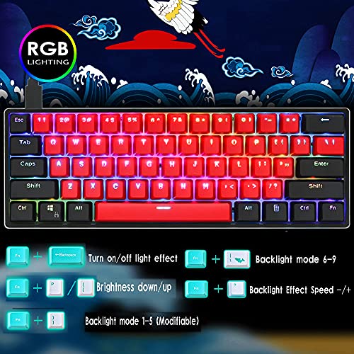 Guffercty kred Gk61 SK61 60% Mechanical Keyboard Custom Hot Swappable 60 Percent Gaming Keyboard with RGB Backlit, NKRO, Programmable for Win PC Mac (Gateron Brown, Milan)