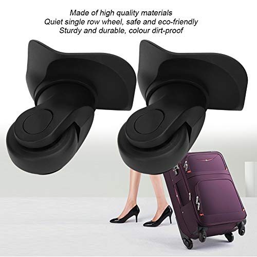 Zerone Luggage Wheel, A Pair Black Suitcase Mute Single Row Wheel Universal Luggage Replacement Outdoor Supplies