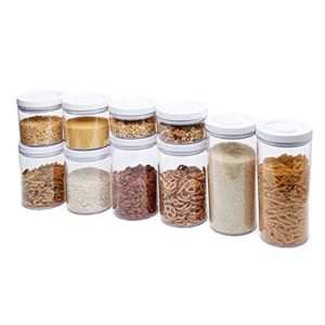 amazon basics 10-piece round airtight food storage containers for kitchen pantry organization, bpa free plastic