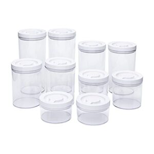 Amazon Basics 10-Piece Round Airtight Food Storage Containers for Kitchen Pantry Organization, BPA Free Plastic