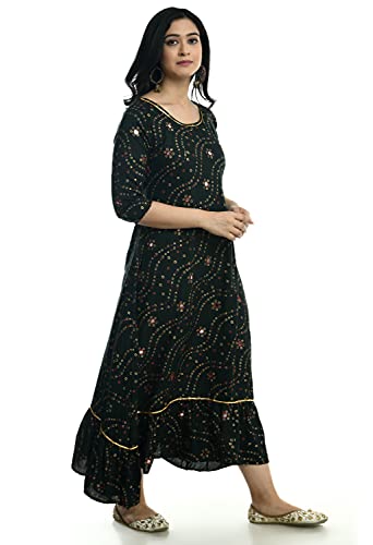 AnjuShree Choice Women Indian Tunic Tops rayon Kurti Dark Green