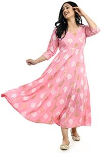 anjushree choice women indian party wear rayon kurti pink