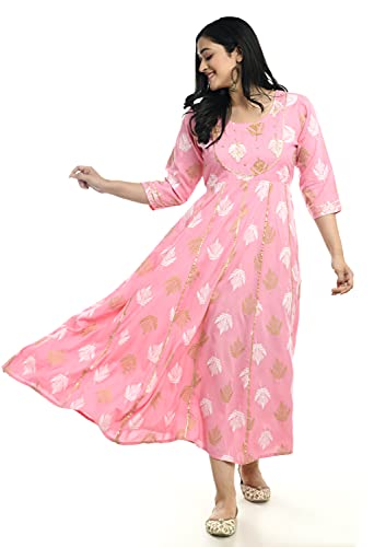 AnjuShree Choice Women Indian Party wear Rayon Kurti Pink